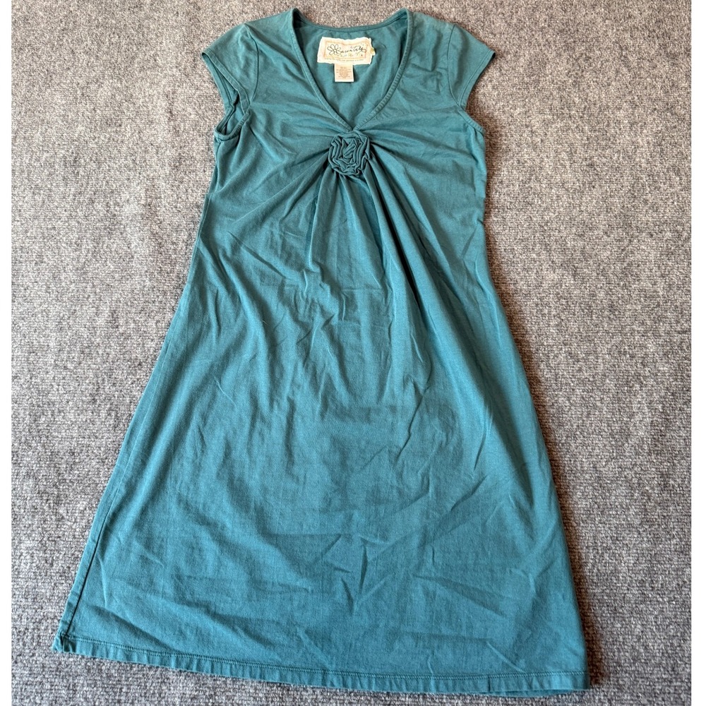 Serengeti Organic Cotton Teal Dress Womens Small Casual Knit